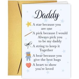 MTDXSJZB Cute Father's Day for Dad Daddy Father Stepdad, Lovely Fathers Day Card from Son Daughter Kids Children, Ideal Fathers Day Gift for Daddy Him, Birthday Card from Son Daughter Kids, Set of 3
