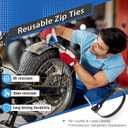 Reusable Zip Ties 8 inch 100 Pack with Wire Cutters, Adjustable Releasable Cable Ties 50lbs Tensile Strength, Self-Locking Nylon Ties for Home, Office, Garden, Workshop, Industrial Use