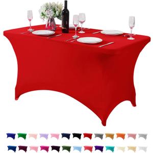 Spandex Table Cover for 4FT or 6ft or 8ft Table Universal Fitted Stretch Tablecloth for Party, Banquet, Wedding and Events-Red (48" x 30" (Rectangular))