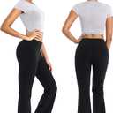 BUBBLELIME 29"/31"/33"/35"/37" Women's High Waist Bootcut Yoga Pants Basic/Side Pockets Tummy Control Workout Flared (Black, L, 31")