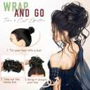 2 PCS Messy Bun Hair Piece Wavy Curly Scrunchies Synthetic Chignon Ponytail Hair Extensions Thick Updo Hairpieces for Women Girls(Dark Brown Mix Ash Blonde)