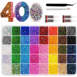 Badazzle Kit 40 Colors 35000PCS Bedazzler Kit with Rhinestones Set Bedazzled Kits Book Bedazzling Kits Small Gems with Tools for Badazzling Kit with Glue Crafts & DIY Projects for Adults