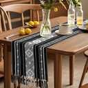 OTOSTAR Black Table Runner 13x60 Inches Boho Rustic Table Runner with Tassels Farmhouse Kitchen Dining Macrame Table Decoration for Christmas Home Wedding Party Birthday Holiday Decor (Black)
