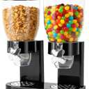 Dual-Control Cereal Dispenser Countertop, 2 Pack 2L Cereal Containers Storage with Airtight Lids, Rotating Dispenser for Pantry, Cereal, Dry Food, Candy, Rice, Grains, Coffee Bean (Double 4L)