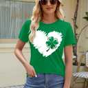 Womens St Patricks Day Shamrock T-Shirts Happy Go Lucky Shirts Irish Clover Tee Tops (Medium, Green2)