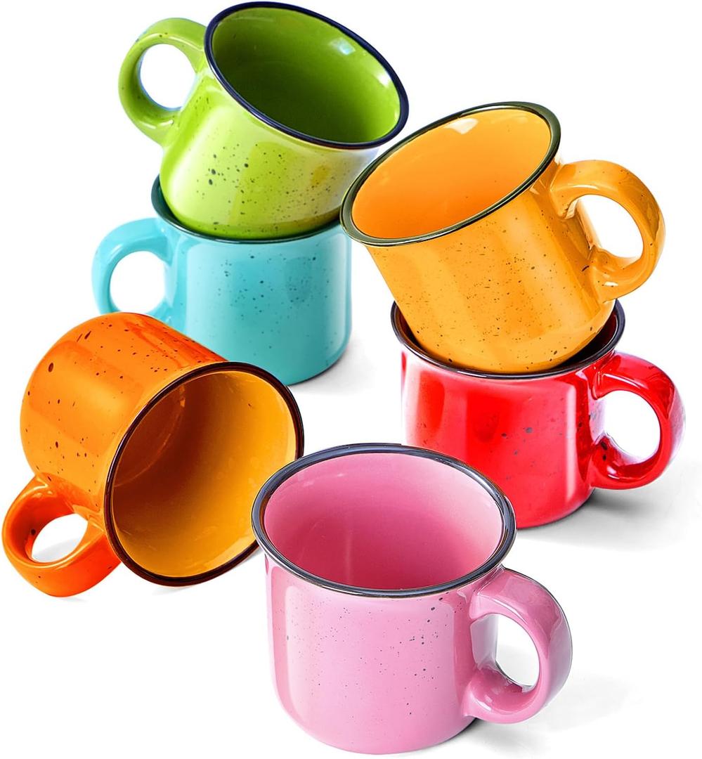 bestone Coffee Mugs Set of 416 oz Large Ceramic with Handles, Coffee, Salad, Noodles etc Cups for Cereal Latte, Vibrant Colors (Vibrant 6, 16-oz)