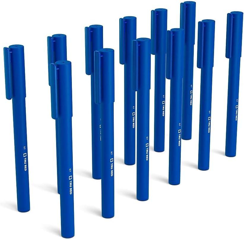 TRU RED Staples Quick Dry Gel Pen, Medium Point, 0.7mm, Blue, 24/Carton (TR54481VS)