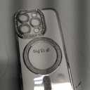 Magnetic Glitter Diamond for iPhone 15 Pro Case[Compatible with MagSafe] Sparkle Rhinestone Camera Lens Protector Plated,Crtstal Clear Slim Military Drop Shockproof Cover for Women,Silver