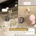 2 x Wall Hanging Jewelry Organizer with Wooden Beads, Strong Suction Cup Hair Clip Holder for Bathroom & Bedroom, 12 Inch Space Saving Storage for Hair Ties, Necklaces, Bracelets, Rings