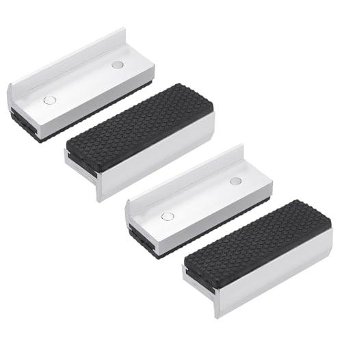 uxcell 3" Aluminum Vise Jaws with Magnetic, Rubber Pads Covers for Woodworking, DIY Making, Plumbing 2 Pair