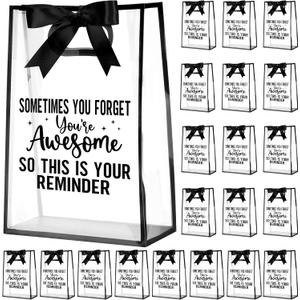 Shinylin 24 Pcs Employee Appreciation Clear Gift Bags Inspirational Clear Plastic Gift Bags with Handle Ribbon Sometimes You Forget Reusable Thank You Party Favor Bag for Employee Coworker Teacher