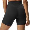 Aoxjox Trinity Workout Biker Shorts for Women Tummy Control High Waisted Exercise Athletic Gym Running Yoga Short 6" (Medium, Black)