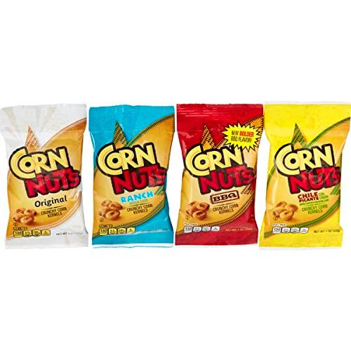 2 x CORN NUTS Variety Pack, Crunchy Corn Kernels, Snack Box, Individual Packs, Snacks For Adults, Original, Ranch, BBQ, Chile Picante con Limon, 1oz. (Pack of 12) (BBD-08/05/2026)