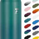 Fanhaw 24 Oz Insulated Stainless Steel Vacuum Water Bottle with Anti-Dust Pop-Open Lid - For Kids, Women, Men | Leak & Sweat Proof (Green Blue)