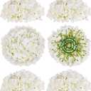 BLOSMON Hydrangea Artificial Flowers Ball Centerpieces 6 Pcs Fake Flowers White Silk Hydrangea Flower Balls Faux Hydrangeas Floral Arrangements Bouquet for Wedding Home Room Table Decoration