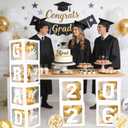 2026 Graduation Decorations, White Graduation Decorations, Balloons Boxes (4PCS) with Letters 2026 GRAD So Proud of You, Congrats Grad Decorations for High School & College