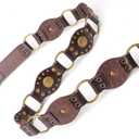 Women's Western Belt - Genuine Leather Adjustable Brown Cowgirl Belt Outfits with Chunky Buckle, Country Style for Jeans & Rodeo Outfits Fits Waist Sizes 28"- 34"