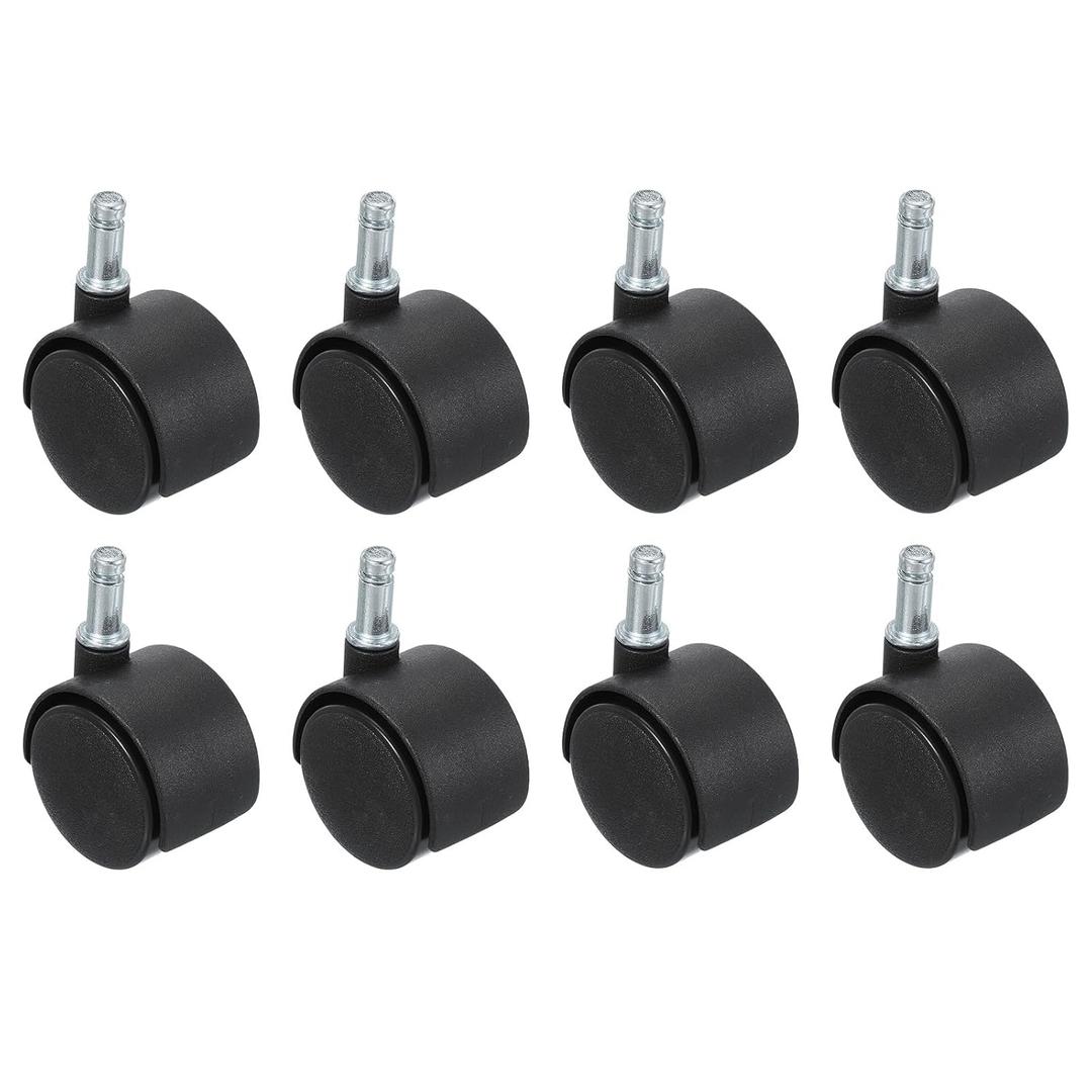 PATIKIL Office Chair Wheels Replacement 5/16", 8 Pcs Nylon Heavy Duty Office Furniture Casters Wheels with Universal Wheel for Hardwood Floor Carpet, Black(Standard Stem)
