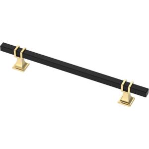 Alzassbg 10 Pack Matt Black and Gold Cabinet Pulls, 7 Inch(177mm) Hole Centers Kitchen Hardware Square Cabinet Handles for Cabinets and Drawers AL3094KGP-MB