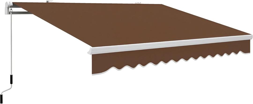 Outsunny 13' x 8' Retractable Awning, Patio Awnings, Sunshade Shelter w/Manual Crank Handle, UV & Water-Resistant Fabric and Aluminum Frame for Deck, Balcony, Yard, Coffee Brown Outsunny 13' x 8' Retractable Awning, Patio Awnings, Sunshade Shelter w/Manual Crank Handle, UV & Water-Resistant Fabric and Aluminum Frame for Deck, Balcony, Yard, Coffee Brown