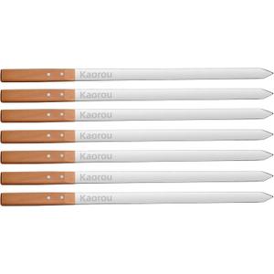 Kabob Skewers 23 Inch Long,1 Inch Wide Heavy Duty Stainless Steel with Wood Handle Perfect for Koobideh Kebab Persian/Brazilian Style Chicken Shrimp Kebab,Set of 7 with Bag