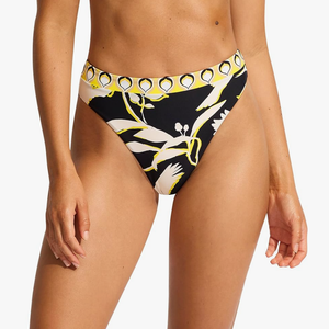 Seafolly Women's Rise Cheeky Coverage Hi Leg Bikini Bottom Swimsuit, Size 16