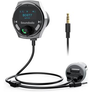 Bluetooth Aux Adapter for Car, Aux Bluetooth Receiver with USB Car Charger, Support Music/Hands-Free Calling/Home Stereo, Enhanced Mic/LED Display