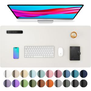 Aothia Leather Desk Pad Protector, Mouse Pad, Office Desk Mat, Non-Slip PU Leather Desk Blotter, Laptop Desk Pad, Waterproof Desk Writing Pad for Office and Home (Off-White,31.5" x 15.7")