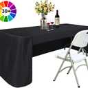 ABCCANOPY 6 FT Rectangle Tablecloth Table Cover for Rectangular Tables Washable Polyester Banquet Buffet Parties Holiday Dinner Wedding Meeting Black, 72" x 30"