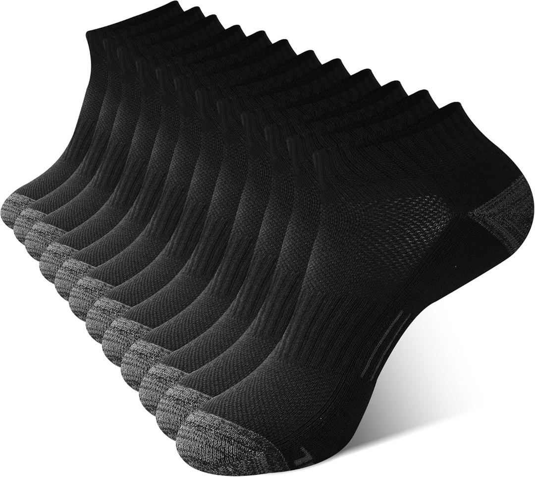 BAMBOO COOL Men's Ankle Socks Athletic Low Cut Cushioned Moisture Wicking, Running Socks Arch Support Breathable, 6 Pack XL