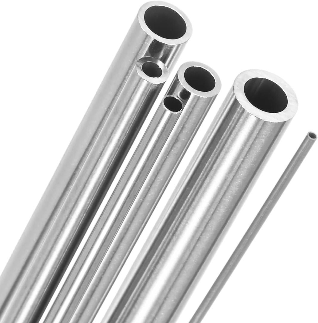 M METERXITY 250mm 304 Stainless Steel Tube, 1mm 2mm 3mm 4mm 5mm 6mm OD 0.15/0.6/1mm Wall Thick Seamless Straight Metal Pipe Tubing for Construction/Machining/Crafting [Set of 6 Sizes]