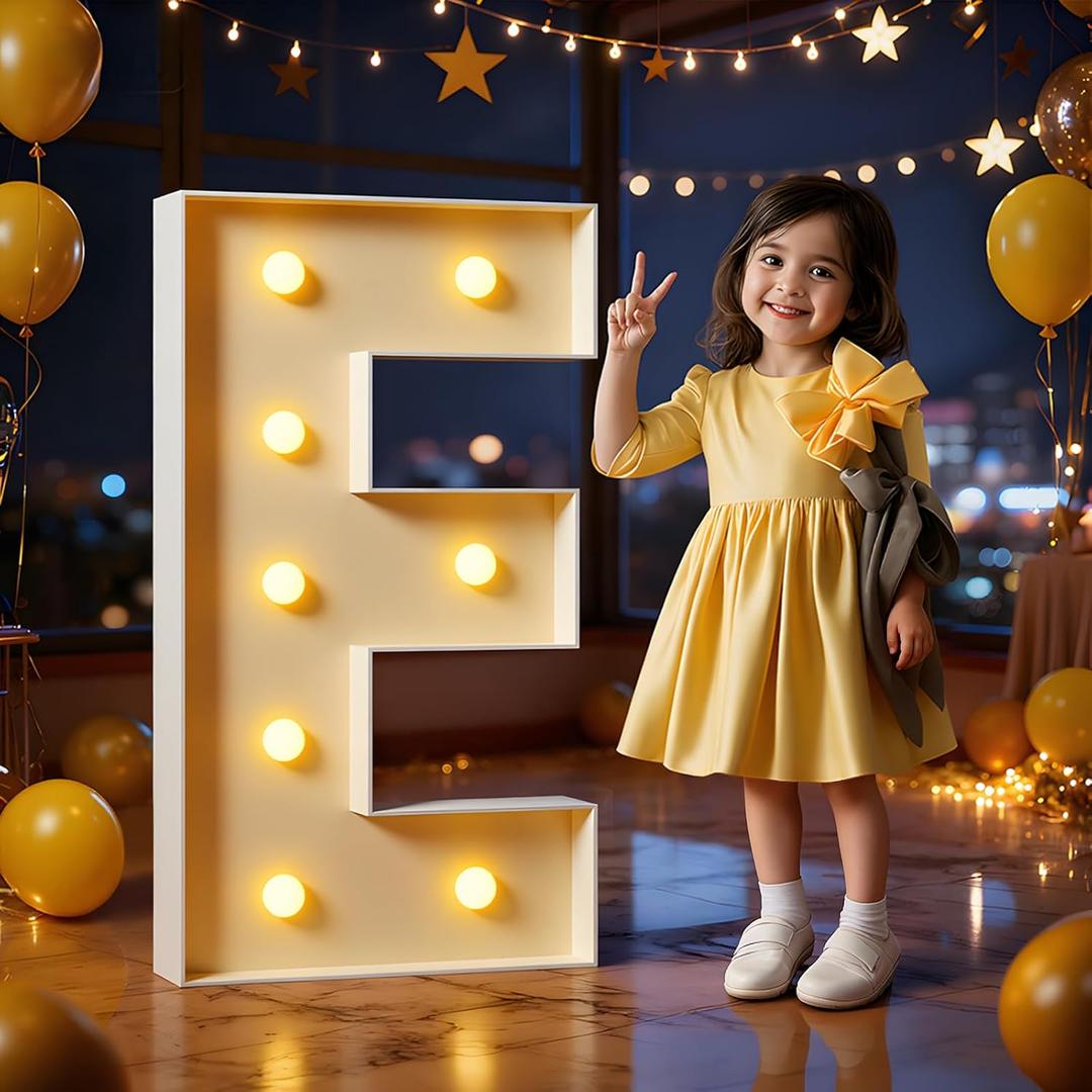 Marquee Letters 3 Feet Tall Large Light Up Letters E Happy Birthday Decorations Wedding Engagement Party Decor Yellow Light Birthday Decorations Balloon Arch Kit Foam Sign E