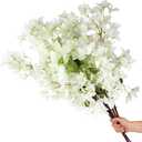6 PCS Silk Bougainvillea Artificial FlowersUV Resistant, 36 Branches, Long Stems Faux Flower, Realistic Fake Bougainvillea Vines, for Wedding Porch Home Party Garden DIY Decor - 38 inch (White)