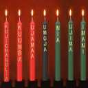 Sosation 7 Pieces Kwanzaa Kinara Candles Set with Words Kwanzaa Decorations 3 Red 3 Green 1 Black Winter Kinara Candles Celebrates African Americans Traditional House Decoration, 9.8 x 0.8 Inch
