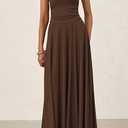 PRETTYGARDEN Womens Spring Dresses 2026 Casual Sleeveless Crewneck Aline Maxi Dress Stretch Tank Flowy Long Dresses (Brown, M)