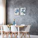 TAR TAR STUDIO Blue Flower Artwork Canvas Picture: Floral Painting Bloom Wall Art Print on Canvas for Dining Room (11''W x 16''H x 2 PCS, Multiple Sizes/Material)