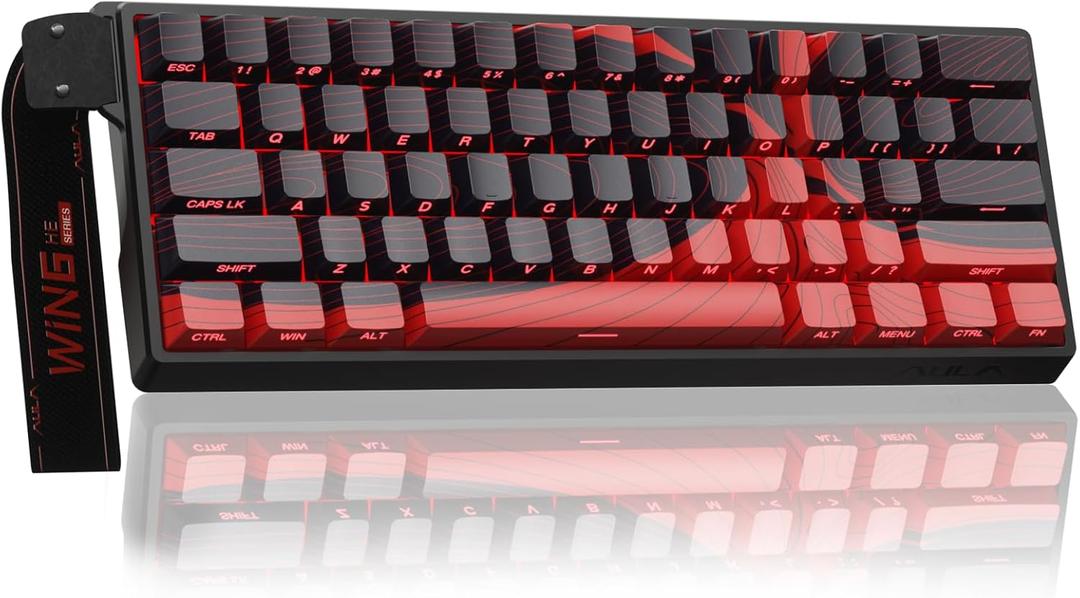 AULA WIN60 HE MAX - 60% Mechanical Gaming Keyboard Wired, Hall Effect Magnetic Switches Hot Swappable, Adjustable Actuation Rapid Trigger Mode, 8000 Hz Polling Rate, 60 Percent Keyboard Compact Design, Red