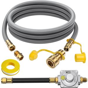 GasXpert 12Feet 1/2 Inch Natural Gas Conversion Kit Compatible with Kitchen-aid Propane Gas Grill Conversion, 710-0003 Natural Gas Hose and Regulator,Gas Grill Conversion Kit for Propane Gas Grill-CSA