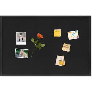 Cork Board with Linen Black,Bulletin Board 36"x24",Corkboards for Office Home School Message Board or Vision Board Decoration.