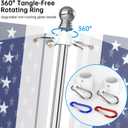 ZMTECH Flag Pole - Upgraded Bracket, 6 FT Stainless Steel Flag Poles for Outside House, Residential or Commerical, Tangle Free Flag Pole Kit for American Flag (Without Flag, Silver)