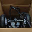 VEVOR Broadcast Spreader, 100LBS Capacity, Walk-Behind Push Spreader, 0-9.8ft Spreading Width, 13 in All Terrain Pneumatic Tires, Fertilizer Spreaders with Hopper Grate, for Seed Salt Ice Melt (White hubs + black components)