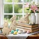 Easter Bunny Figurines Set of 3, 7.8 Inch Realistic Bunny Statues, Resin Resin Rabbit Statue for Spring Home, Table, Mantel, Farmhouse Decorations