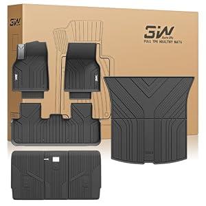 3W 2025 2026 Tesla Model Y Juniper (Not for Standard) Floor Mats with Rear Cargo Mat & Backrest Mat Only for Premium & Performance TPE Anti-Slip All Weather Accessories, Vigormold™