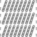 24 Pack Straight Brace Brackets 3 Inch Stainless Steel Flat Mending Plates, Heavy Duty Repair Fixing Joining Brackets for Wood Furniture with Screws, Silver, CAM-S8016-24