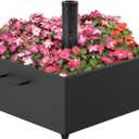 Heavy-Duty Umbrella Base with Wheels,150lb Capacity Fillable Planter Umbrella Stand, Rust-proof Steel Umbrella Holder with Handle & Anti-Collapse Pads, for Outdoor, Patio, Garden, Deck, Poolside, Lawn (Black)