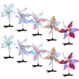 Framendino, 10 Pack Pinwheel Hair Clips Sequins Clip Pinwheels Barrettes Windmill Hairpins for Women Girls Accessories (5 Colors)