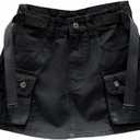 Kinghua Womens Mini Cargo Skirt Low Waist Y2k Short Denim Jean Skirt (Large, Black)