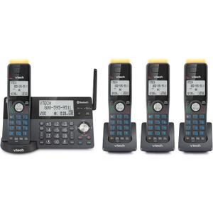 VTech IS8128-41 Super Long Range 4-Handset DECT 6.0 Cordless Phone for Home with Answering Machine, 2300 ft Range, Call Blocking, Bluetooth Connect to Cell, Intercom (Graphite)