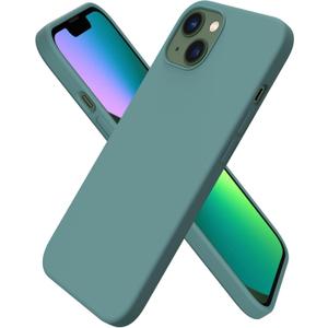 ORNARTO Compatible with iPhone 13 Case 6.1, Slim Liquid Silicone 3 Layers Full Covered Soft Gel Rubber Phone Case Protective Cover 6.1 Inch-Pine Green