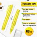 Fuutreo 60 Pack Pastel Highlighters Bulk Bright Color Highlighter Marker Chisel Tip Dry Quickly Safe Highlighter Pens Fluorescent Ink for Adults Home Office(Yellow)